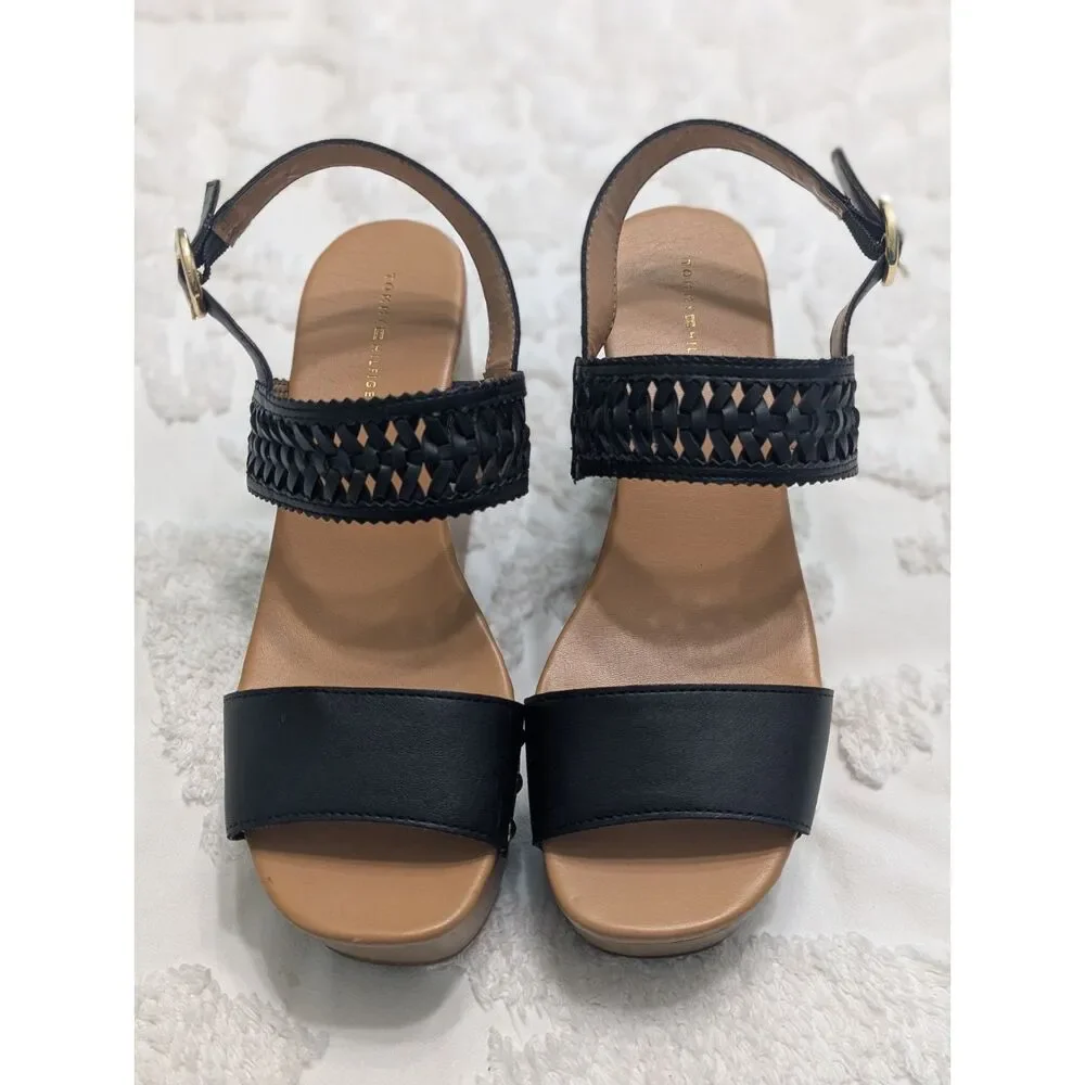 🖤 Tommy Hilfiger Rubena 2 Wedge Platform Sandals – Black – Size 8.5M